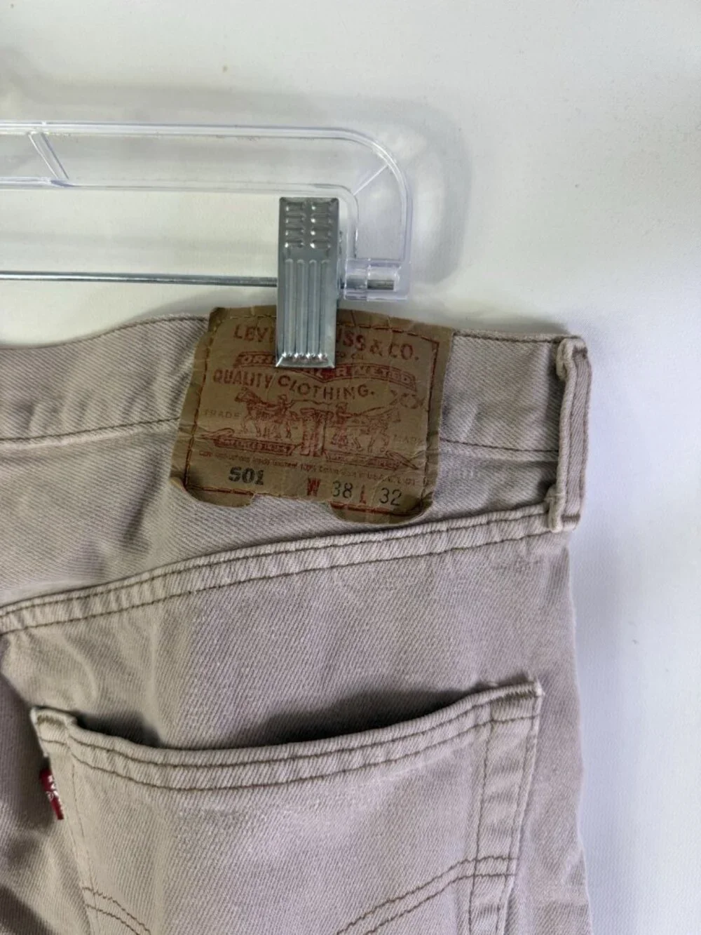 Vintage 90s Levis 501-6048 Button Fly Khaki Jeans Pants Mens 38x32 USA
